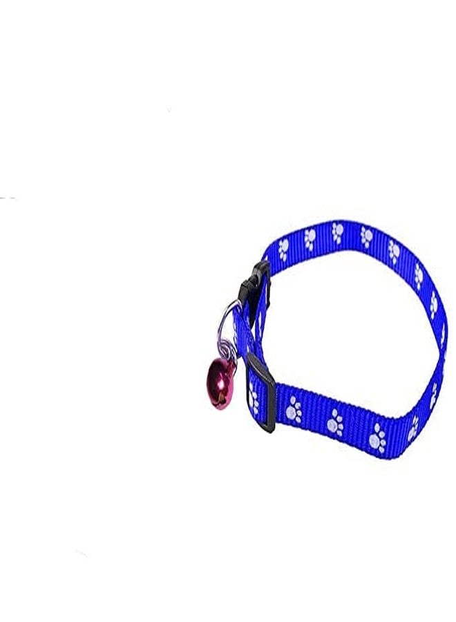 Pups&Pets 15MM Adjustable Nylon Paw Print Design Cute Collar and Leash Set with Bell for Dogs & Cat - (Blue) - Image 3